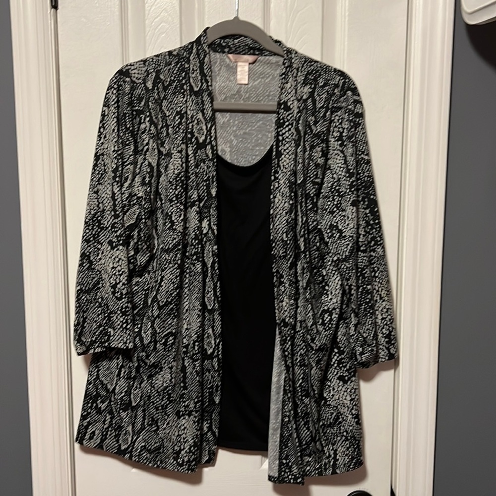 White Stag - Women’s Twofer Blouse- Gray and black - XXL